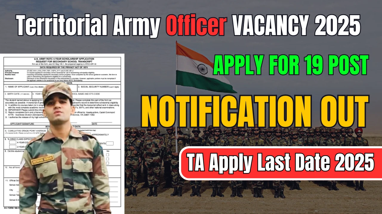 Territorial Army Officer Vacancy 2025: Notification Out for 19 Posts – Apply Now